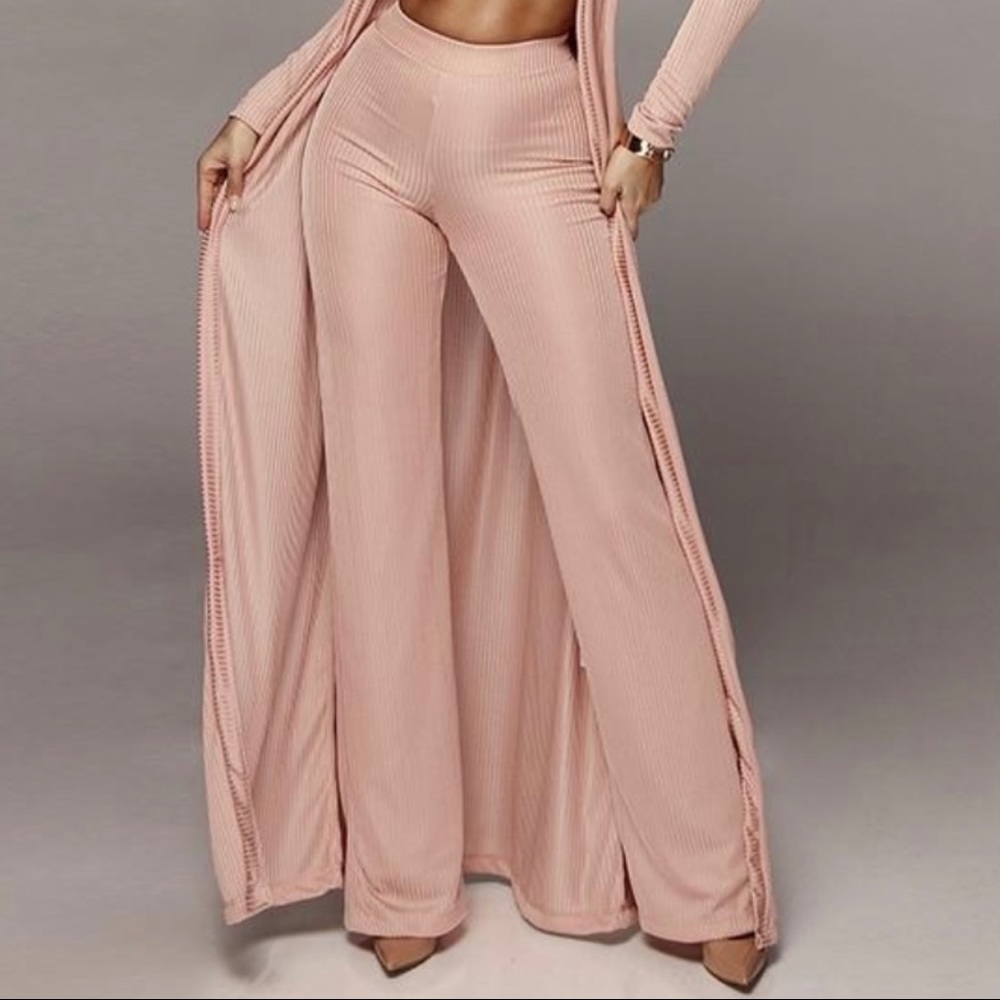 3 Piece Spaghetti Strap Crop Top, Pant, Cardigan - Picture 2 of 11